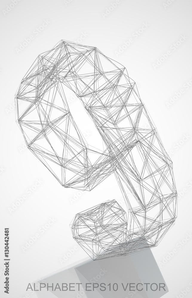 Vector illustration of a Pencil sketched 9. Hand drawn 3D 9.