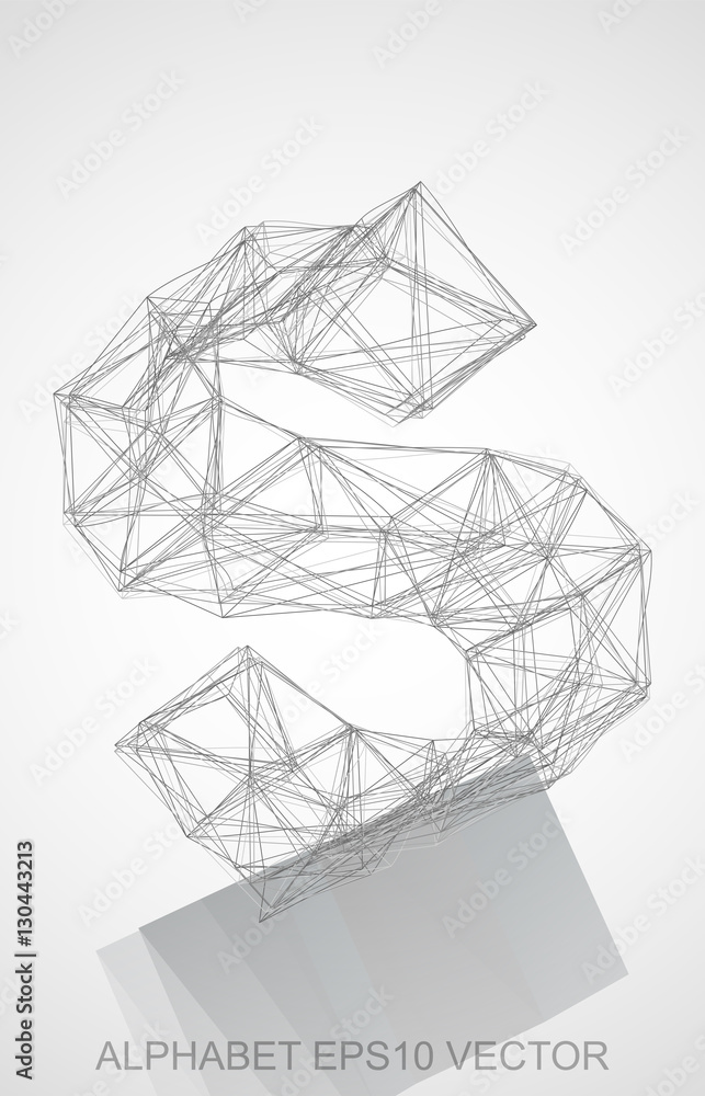 Vector illustration of a Pencil sketched S. Hand drawn 3D S.