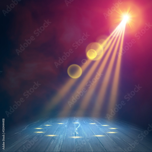 Background in show. Vector interior shined with a projector