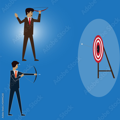 Businessman try to shoot the target and someone do it