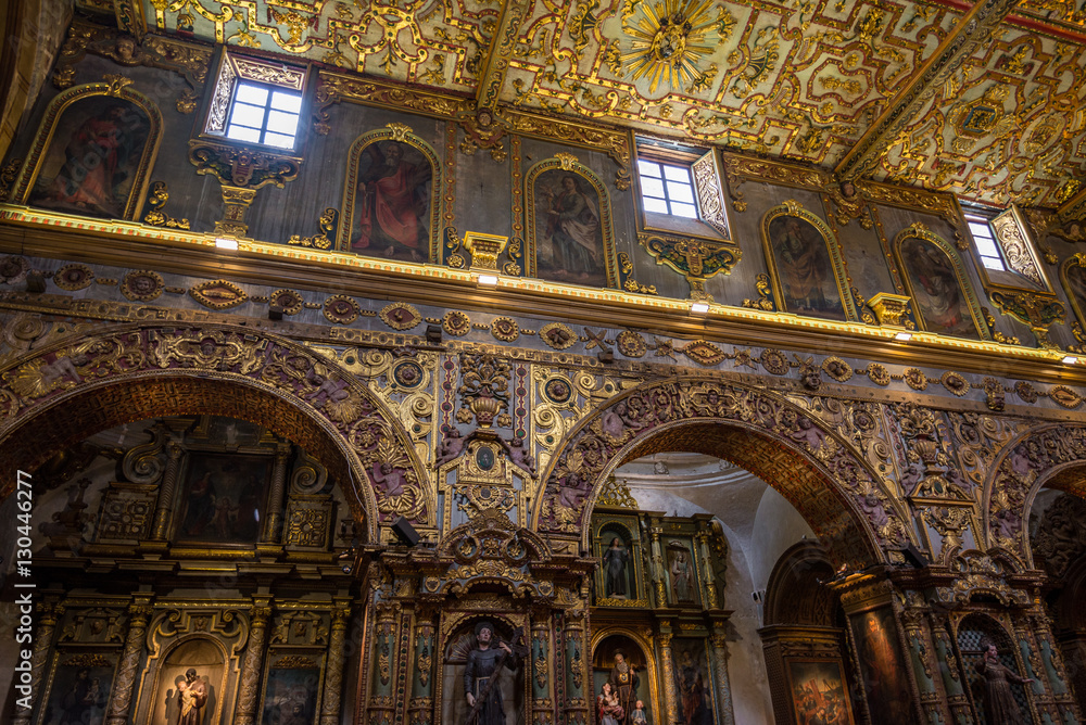 Obraz premium Interior of the Church and Convent of Saint Francis in Quito, Ecuador