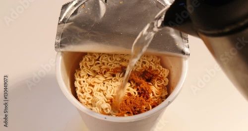 Cooking instant cup ramen