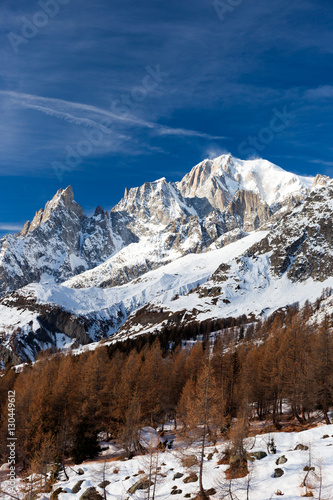 The south face of Mont Blanc, the highest mountain in continental Europe.Winter season. Italian Alps, Europe. © rcaucino