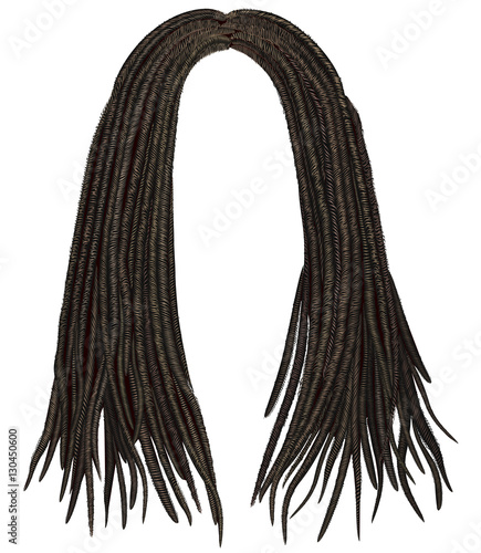 trendy african long  hair dreadlocks . realistic  3d . fashion beauty style .

 photo