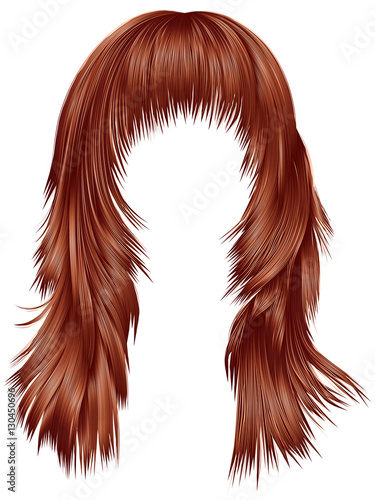 trendy woman long hairs red copper colors .  beauty fashion .  realistic 3d 
