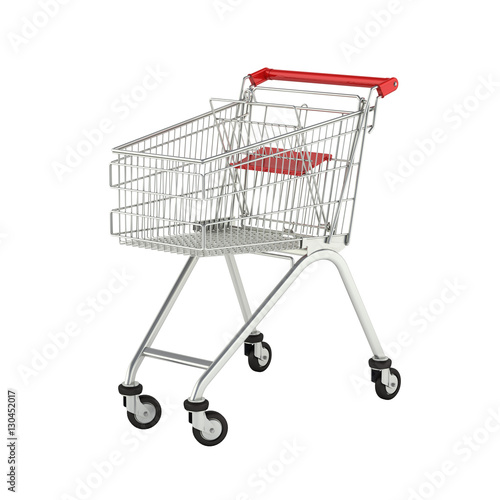 supermarket shopping cart without shadow on white background 3d