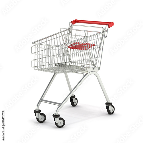 supermarket shopping cart isolated on white background 3d