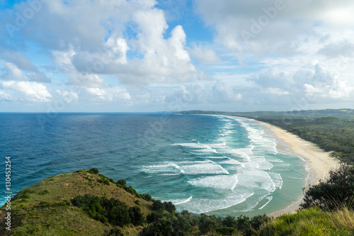 Waves as far as the eye can see along the coast of Byron Bay, New South Wales photo