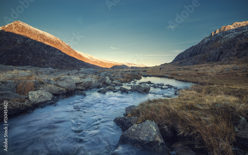 Crystal Clear Creek among Glyderau Mountains in North Wales