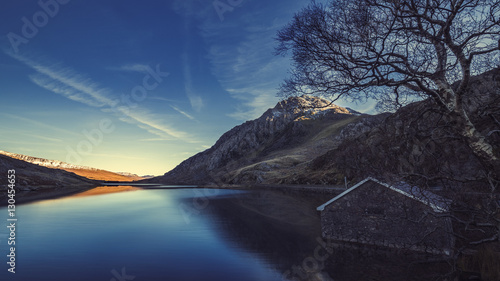 Scenic View over Llyn Ogwen Lake in Snowdonia, North Wales photo