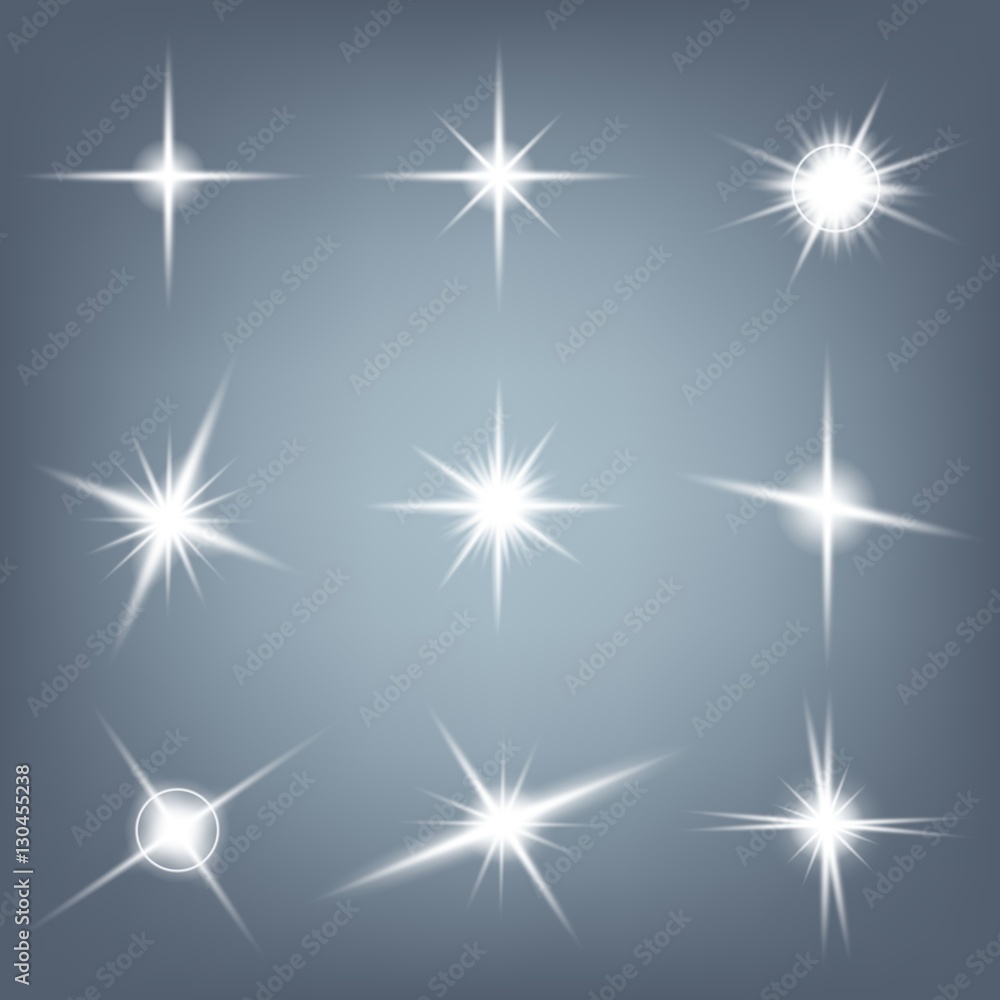 Creative concept Vector set of glow light effect stars bursts with sparkles isolated on black background. For illustration template art design, banner for Christmas celebrate, magic flash energy ray Creative concept Vector set of glow light effect stars bursts with sparkles isolated on black background. For illustration template art design, banner for Christmas celebrate, magic flash energy ray
