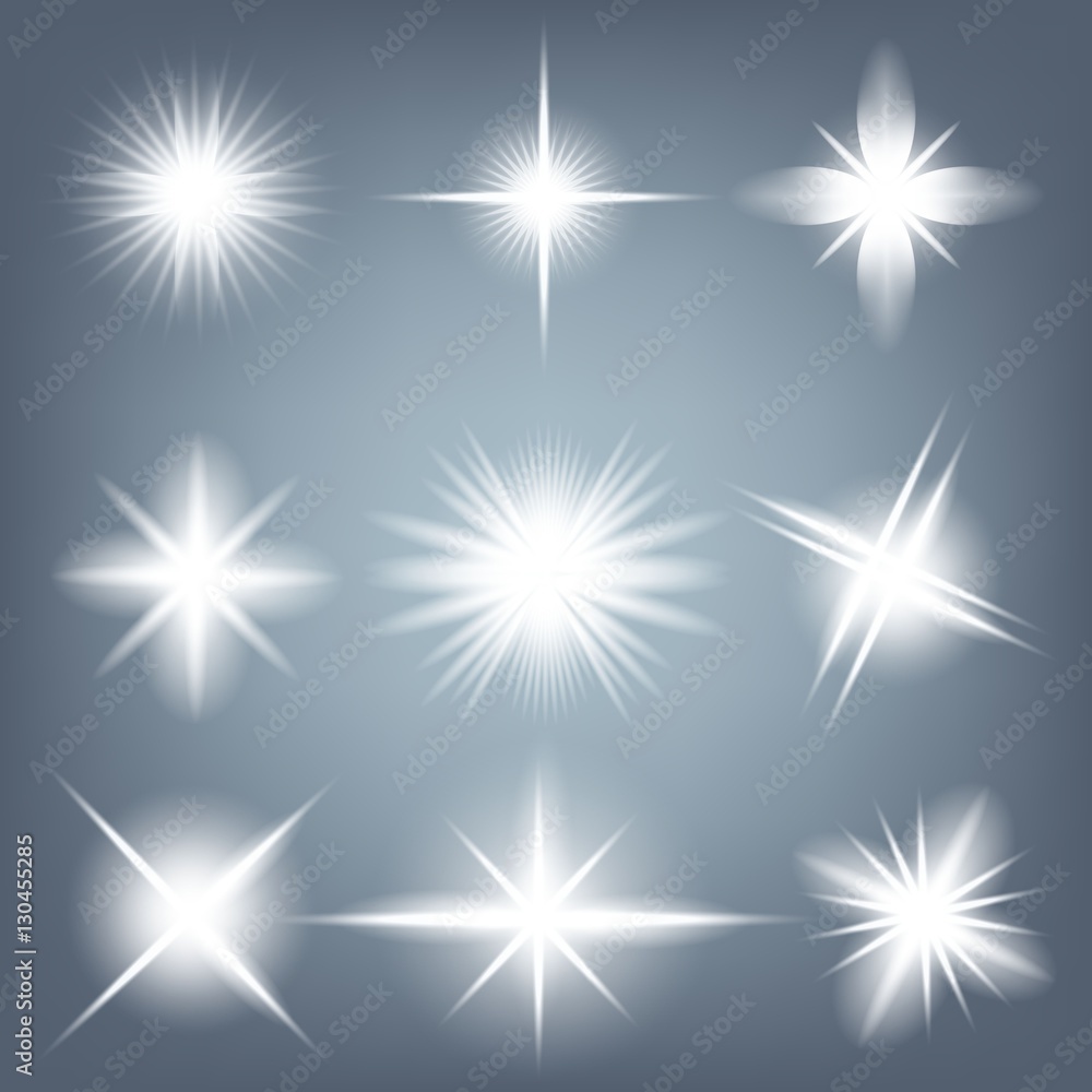 Creative concept Vector set of glow light effect stars bursts with sparkles isolated on black background. For illustration template art design, banner for Christmas celebrate, magic flash energy ray Creative concept Vector set of glow light effect stars bursts with sparkles isolated on black background. For illustration template art design, banner for Christmas celebrate, magic flash energy ray