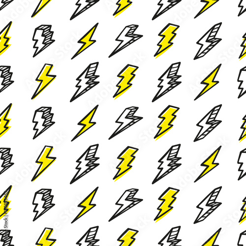 Seamless drawing pattern with thunderbolts