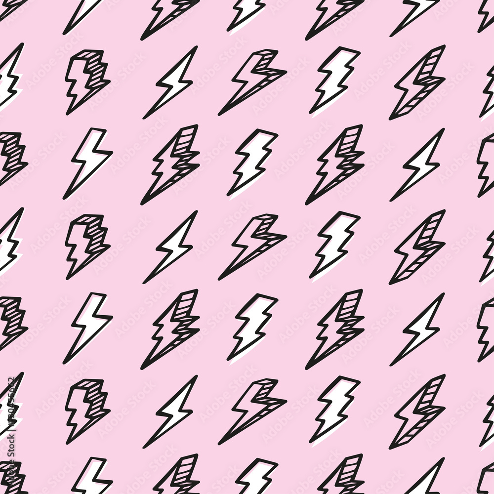 Seamless drawing pattern with thunderbolts Seamless drawing pattern with thunderbolts
