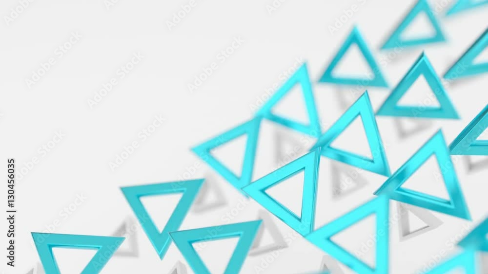 Abstract Rotating Shiny 3D Triangles Loop 1A: metallic triangles in ice fresh water cool blue tones, rotating in white background, with blank empty side space for text, seamless loop, 4K UHD, FullHD. Abstract Rotating Shiny 3D Triangles Loop 1A: metallic triangles in ice fresh water cool blue tones, rotating in white background, with blank empty side space for text, seamless loop, 4K UHD, FullHD.