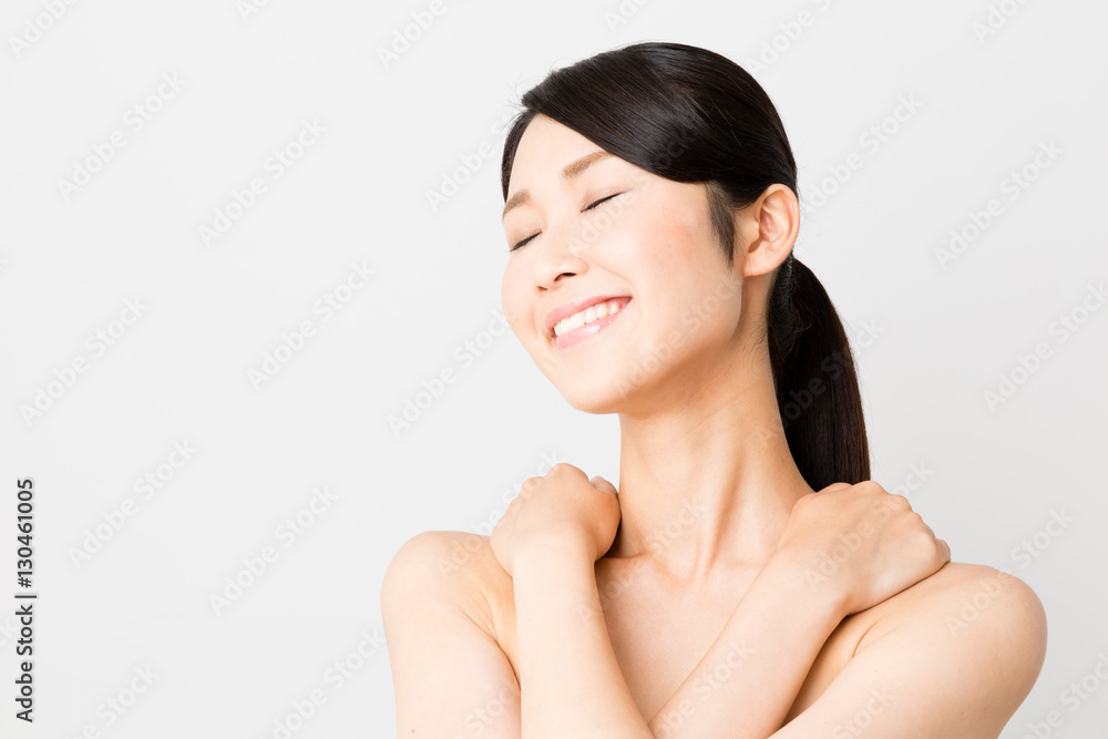attractive asian woman skincare image isolated on white background attractive asian woman skincare image isolated on white background