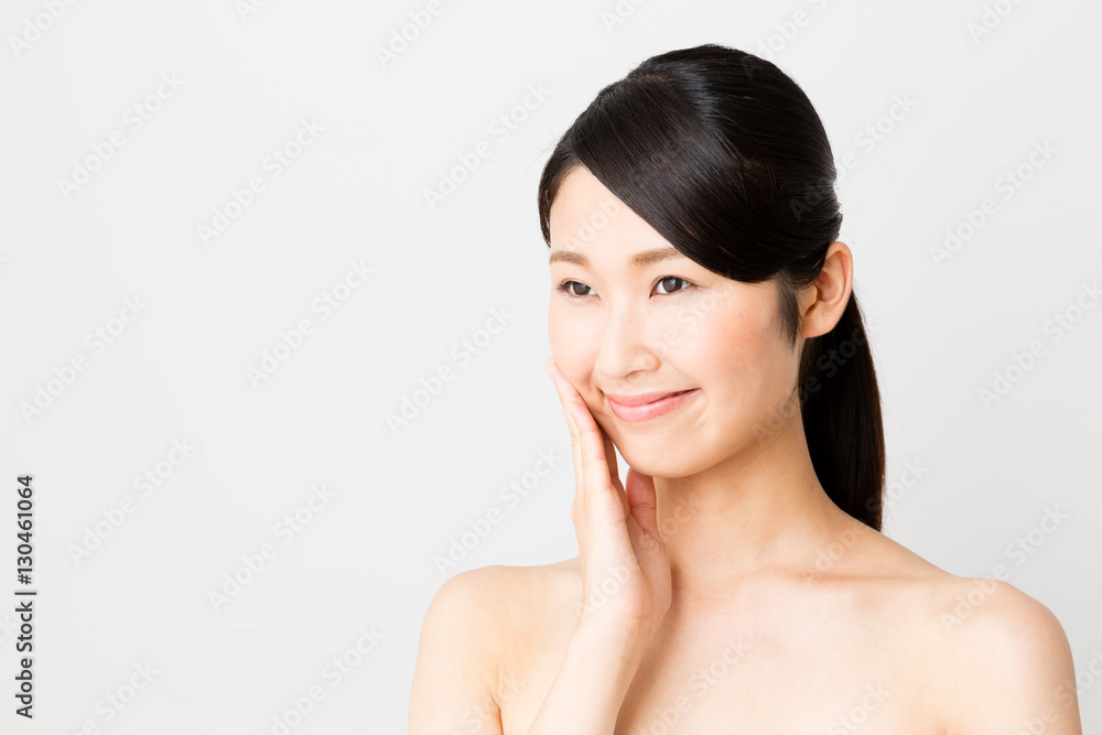 attractive asian woman skincare image isolated on white background