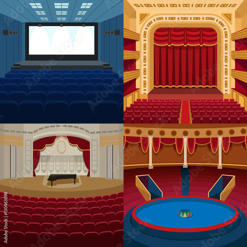 Theaters and scene background vector.