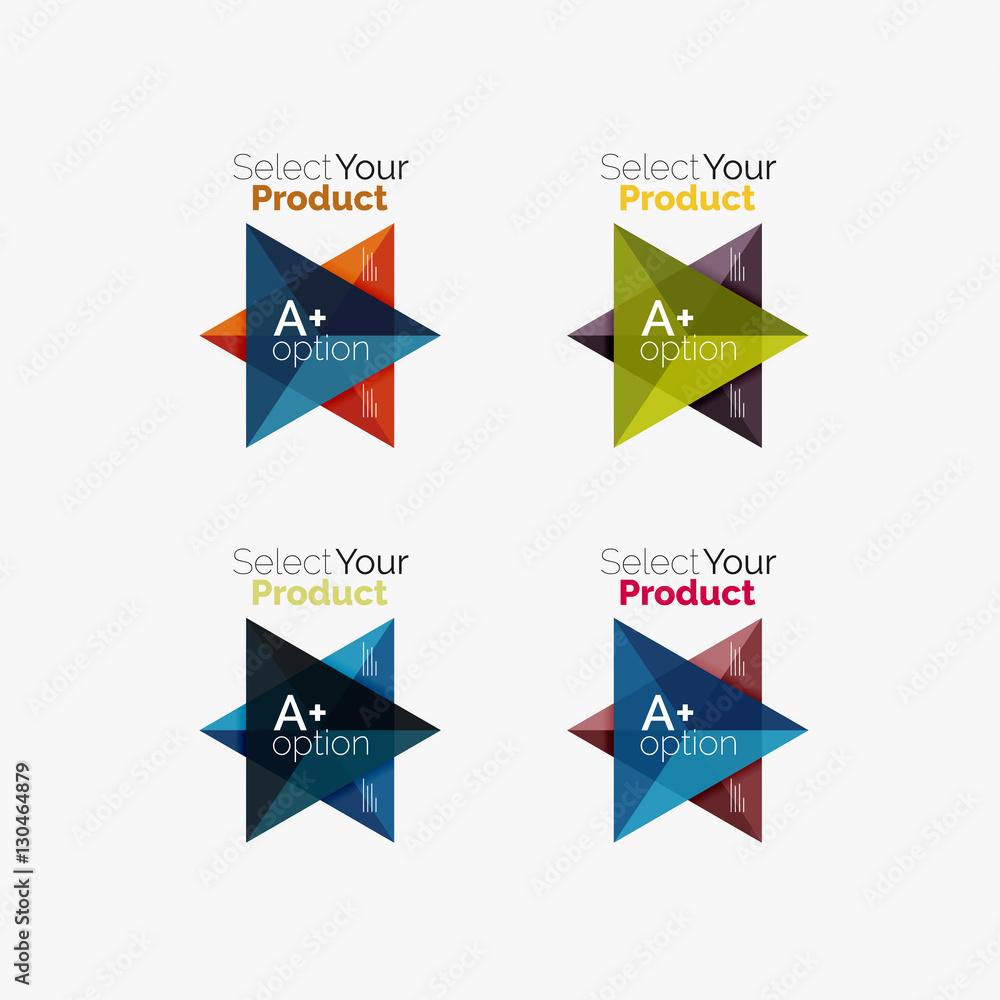 Set of triangle infographic layouts with text and options Set of triangle infographic layouts with text and options