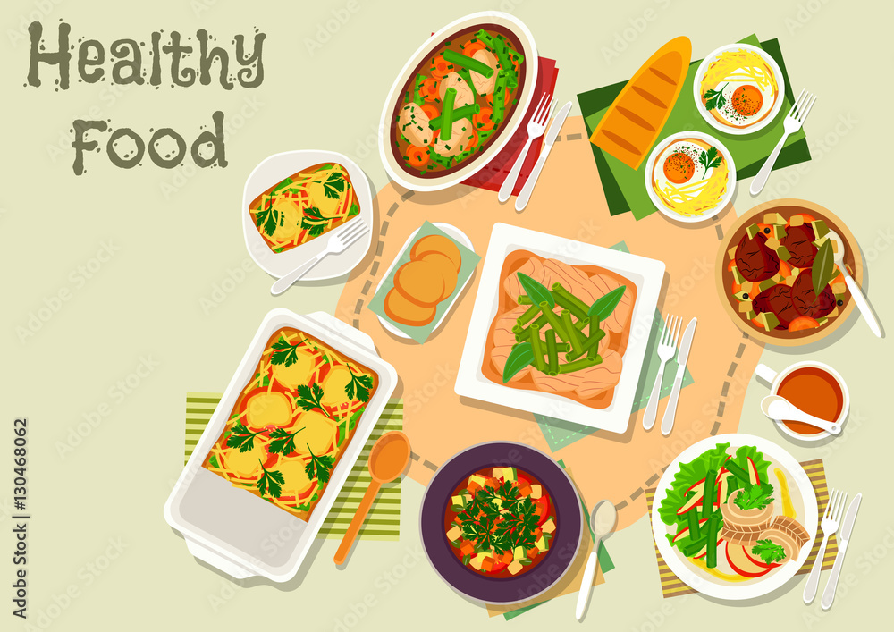 Green bean and egg dishes icon for menu design Green bean and egg dishes icon for menu design