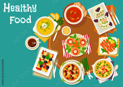 Popular dinner dishes icon for healthy food design