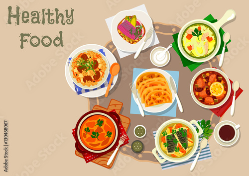 Tatar cuisine traditional meat and fish dish icon