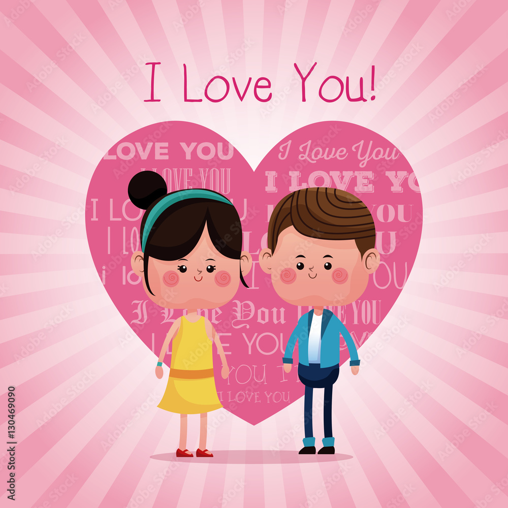 lovely young couple smiling i love you pink heart background vector illustration eps 10 lovely young couple smiling i love you pink heart background vector illustration eps 10
