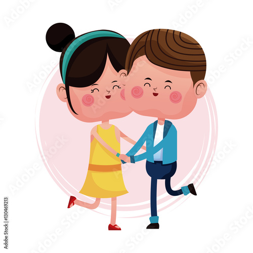 couple loving jumping cheerful day vector illustration eps 10