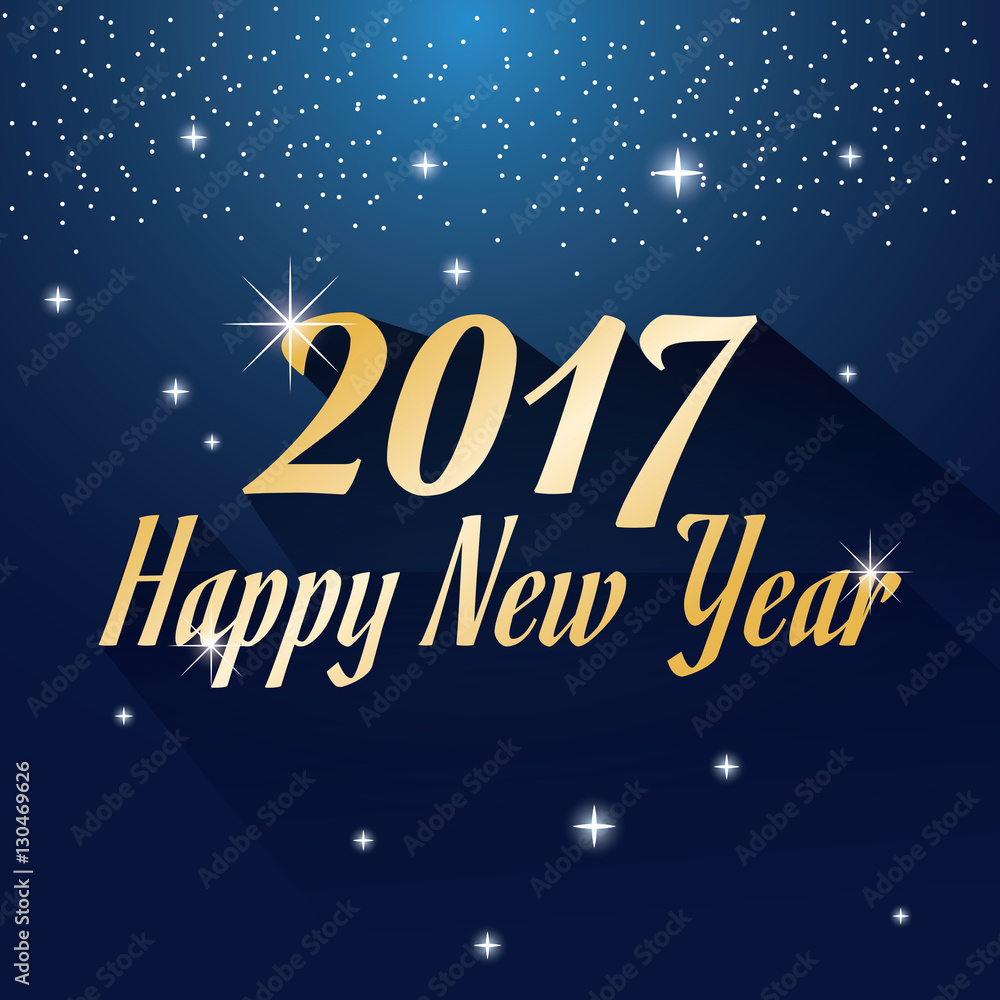 happy new year 2017 greeting card glowing blue background vector illustration eps 10