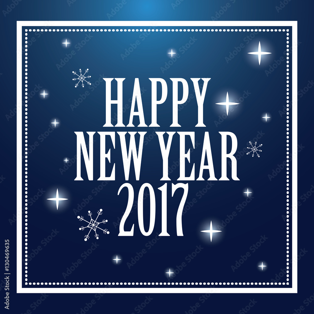 Naklejka premium happy new year 2017 greeting card snowflakes stars blue background vector illustration eps 10