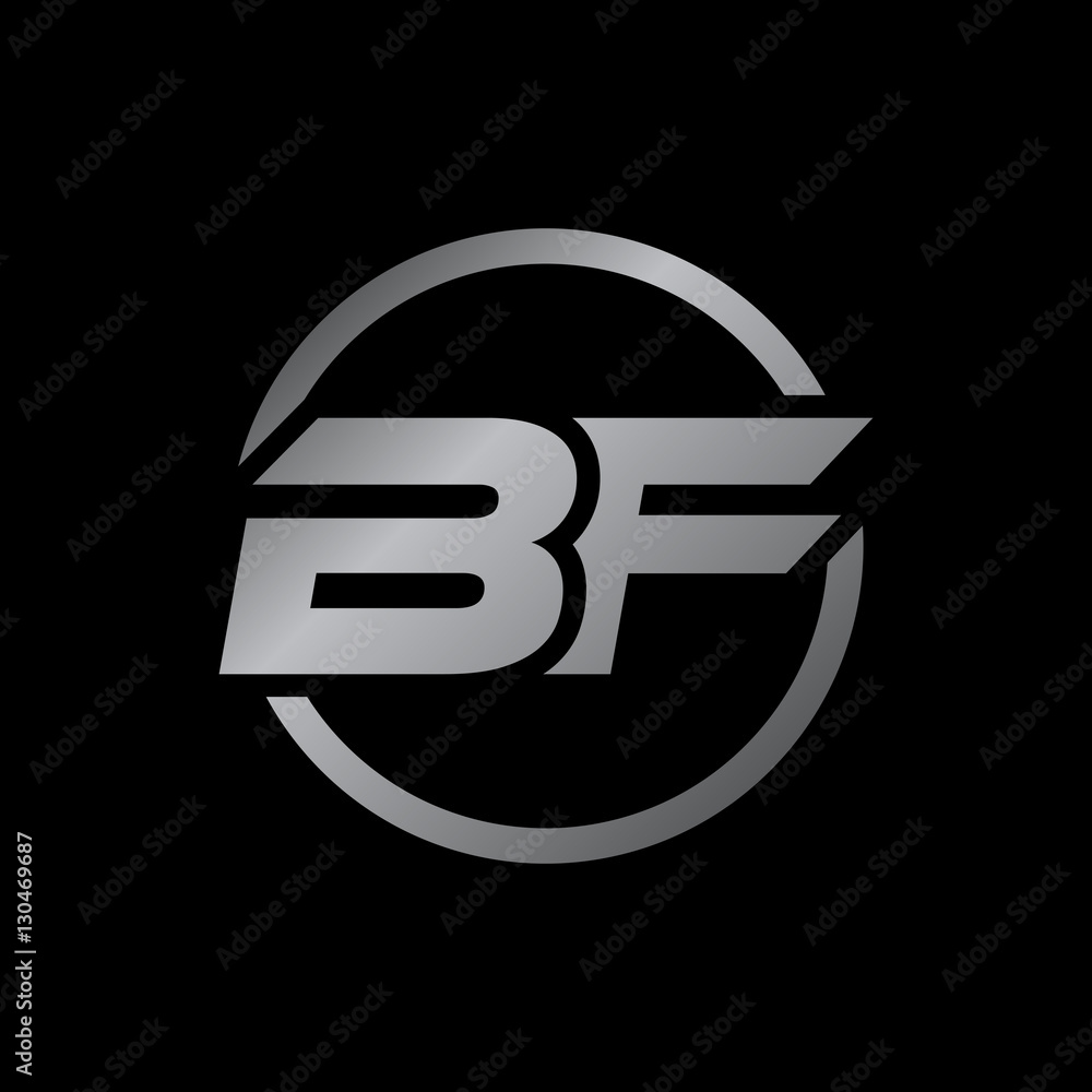 initial letter logo with circle silver color BF initial letter logo with circle silver color BF