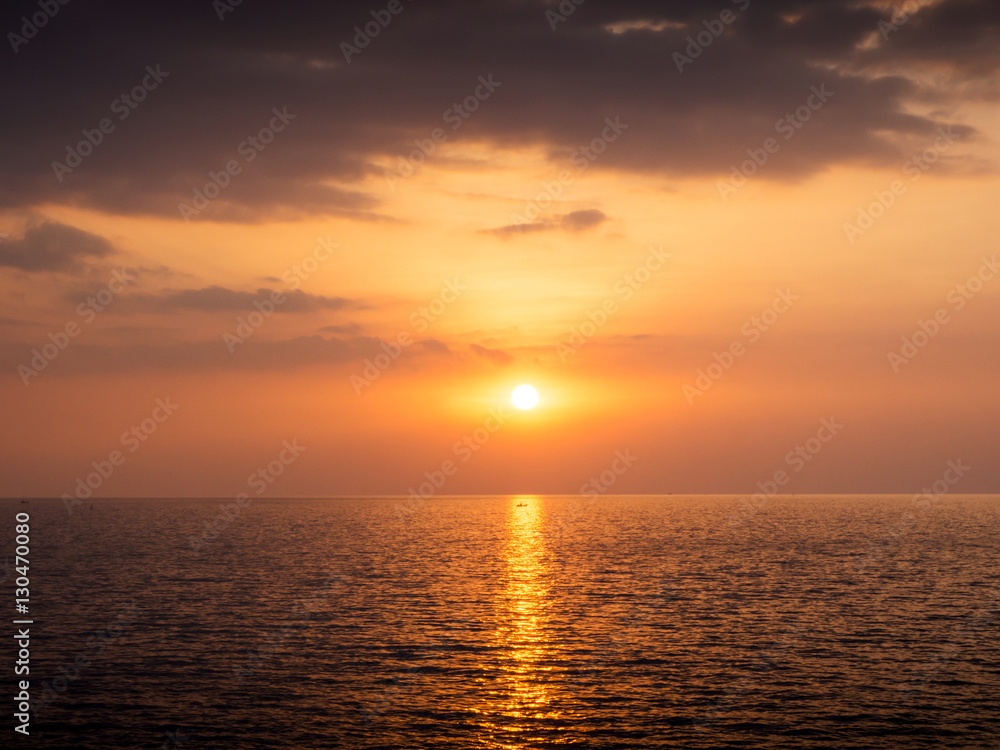 Landscape view of sunset at the sea in Chantaburi, Thailand