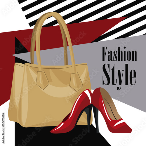fashion style accessory wo purse red heel vector illustration eps 10