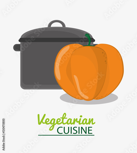 cooking pot and pumpkin vegetable vegetarian cuisine vector illustration eps 10