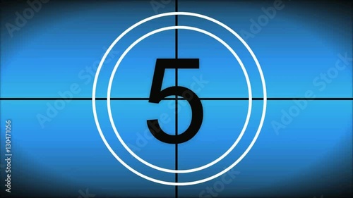 Countdown from 10 - 1 BLUE revolving background, clean look with Black text and Beeping tones.