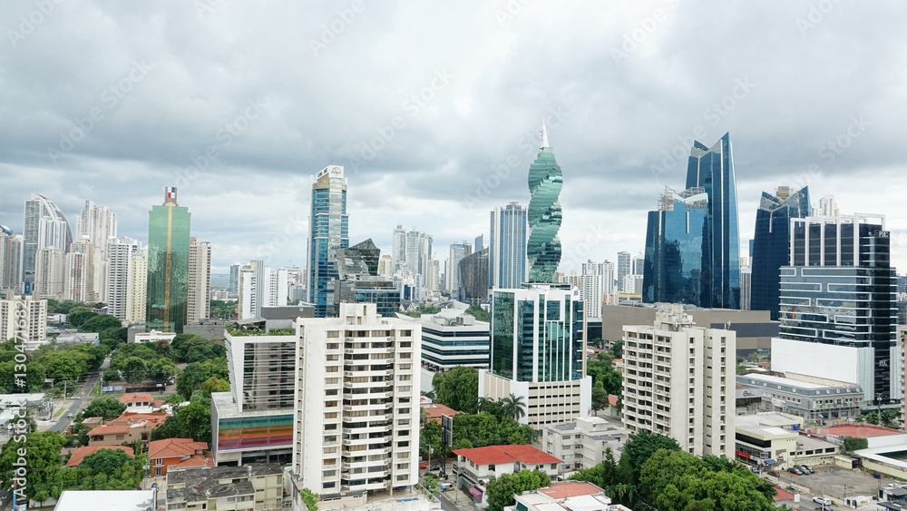  PANAMA CITY-PANAMA-DEC 8, 2016: View of the modern skyline of Panama City with all its high rise towers in the heart of downtown