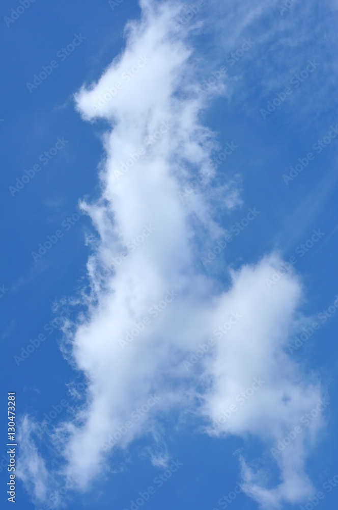 Blue sky with white cloud, imagination animal shape giraffe hors