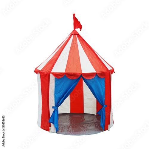 Colorful opened children circus tent with flag on top isolated o © pkanchana