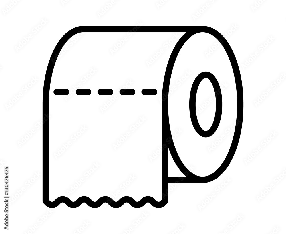 Paper Roll Ridges Toilet tissue paper roll with ridges line art icon for apps and ...