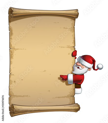 Happy Santa Scroll - Blank Label Pointing