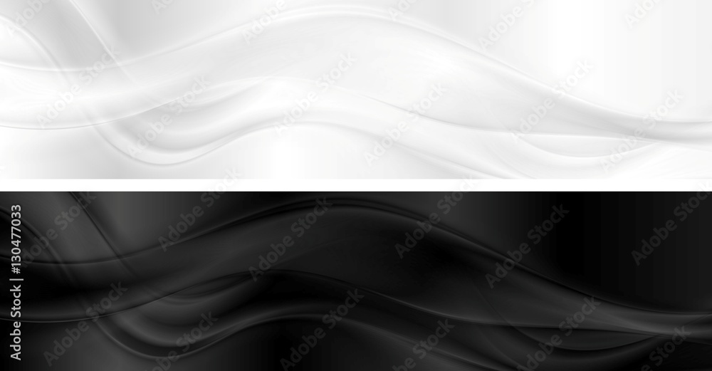 Obraz premium White and black smooth waves banners