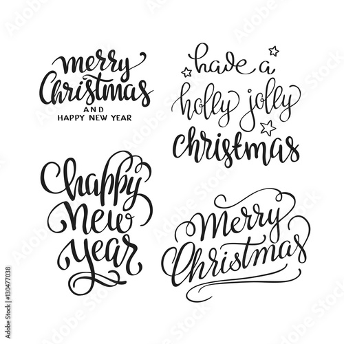 Merry Christmas vector text Calligraphic Lettering design set.
