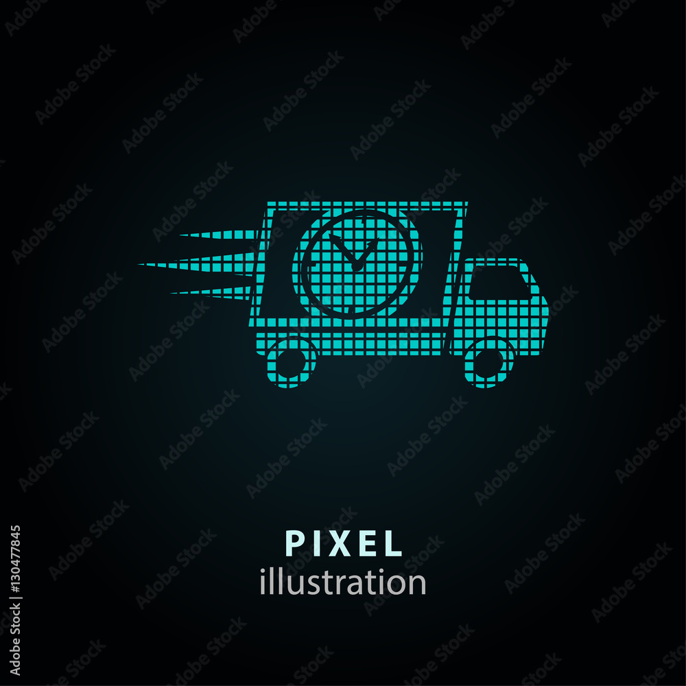 Obraz premium Fast delivery - pixel illustration.
