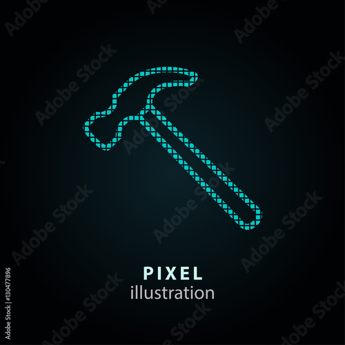 Hammer - pixel illustration.