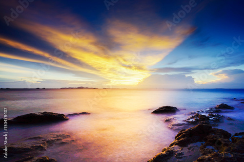 Sea view from tropical beach with sunny blue sky  Tropical beach relax  Tropical sea in Pattaya  Summer beach with blue sea water  Paradise beach and summer sea  Ocean beach relax  outdoor travel...