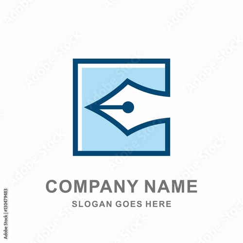 Fountain Pen Publishing House Writing Education Literature Icon Apps Business Company Stock Vector Logo Design Template