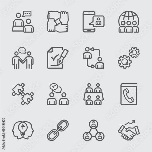 Business cooperation line icon