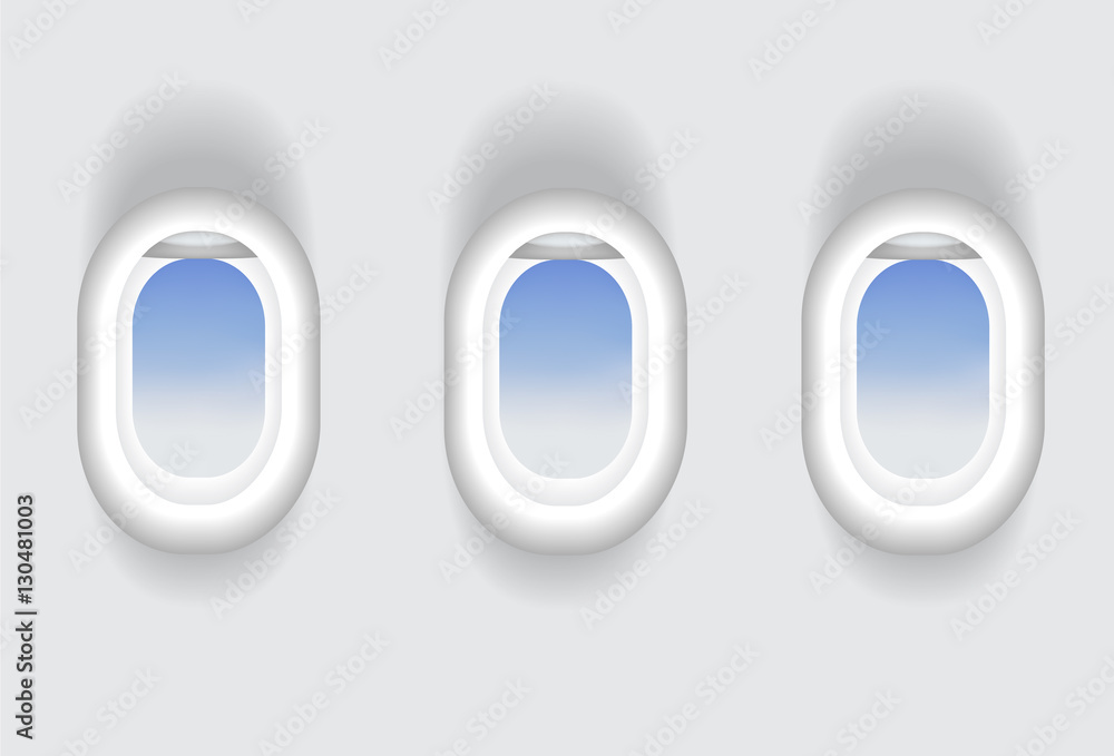Fototapeta premium tree airplane windows with blank glass space for your text vector illustrations