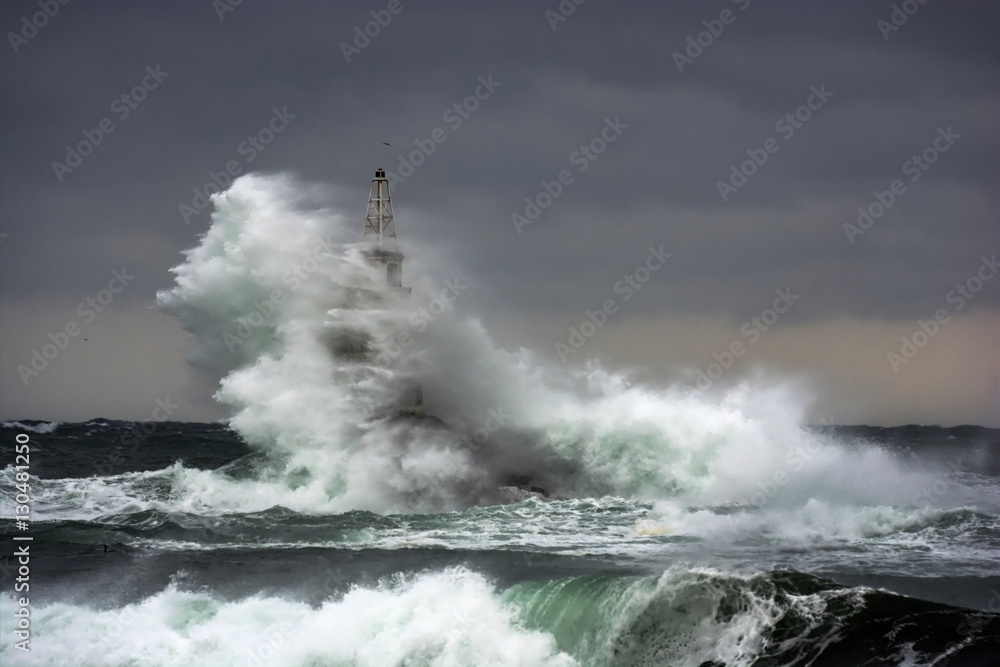 Obraz premium Lighthouse in the port of Ahtopol, Black Sea, Bulgaria