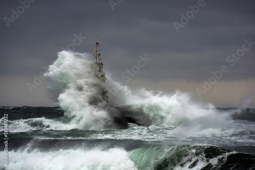 Lighthouse in the port of Ahtopol, Black Sea, Bulgaria